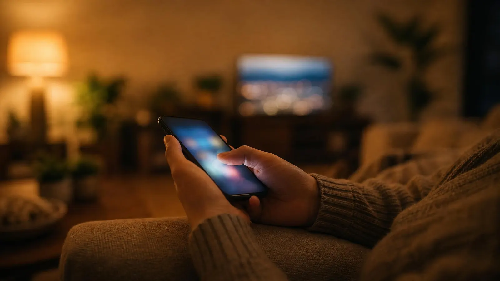 Persona controlando su cuenta de streaming desde el celular